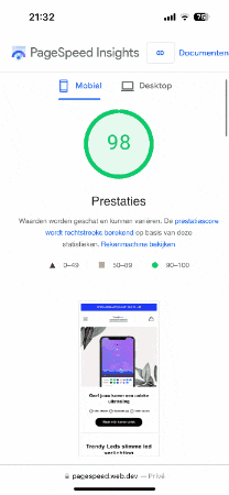 Before after trendyleds brand pagespeed